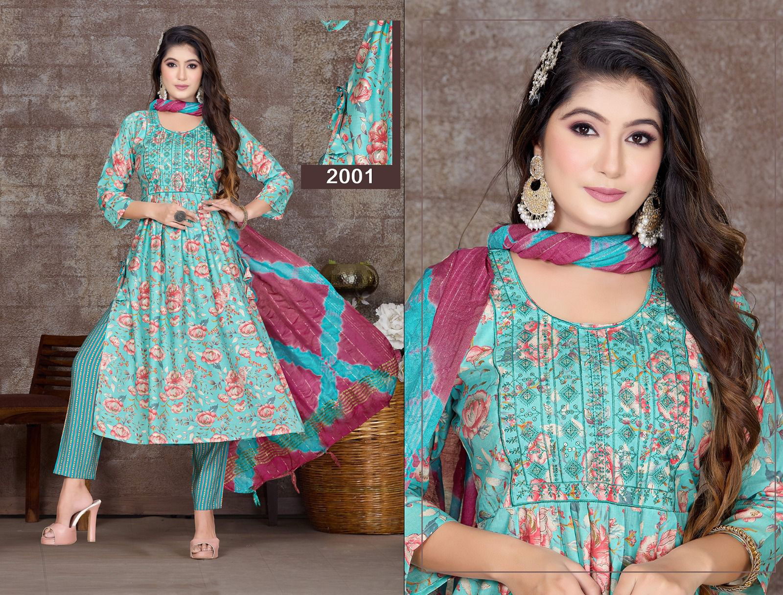 High Style V1 By Jlf Naira Cut Kurti With Bottom Dupatta Catalog
